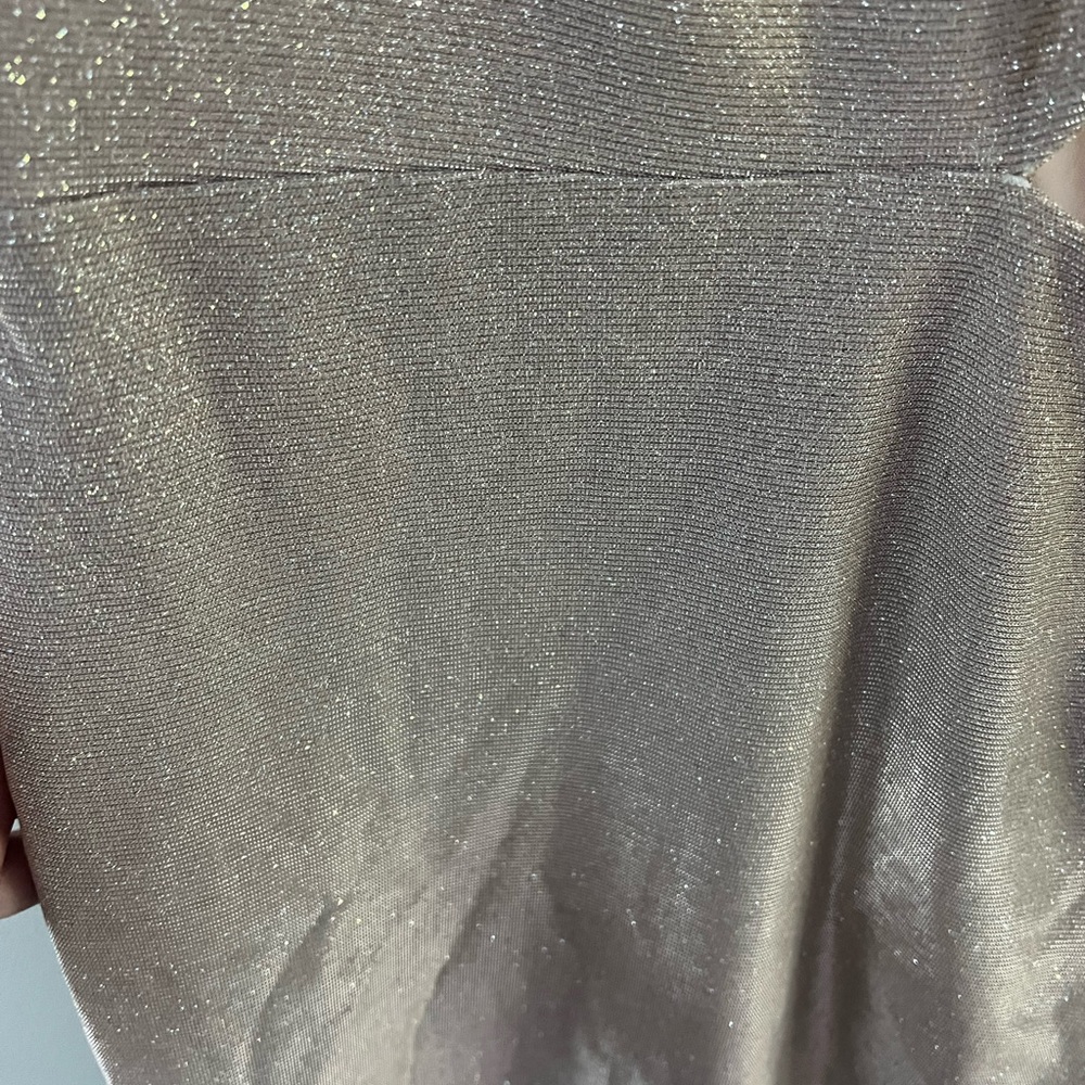 Jolt Tan Bodycon Cocktail Dress with Plunge Neckline - Picture 3 of 6